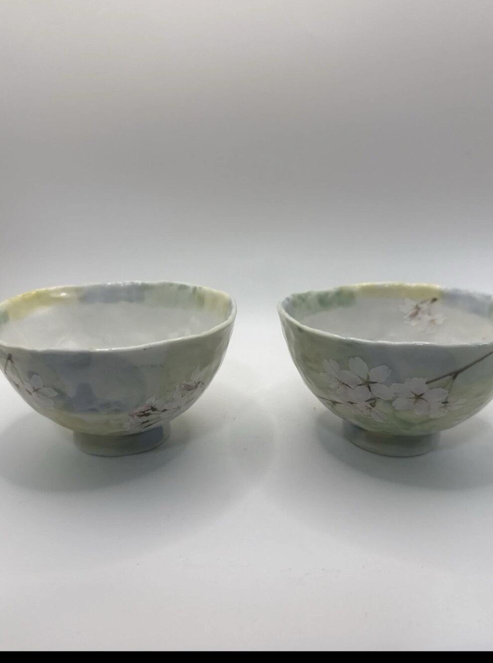 Japanese Yunomi Sakura Cherry Blossoms Rice Bowl MINO YAKI WARE Japan